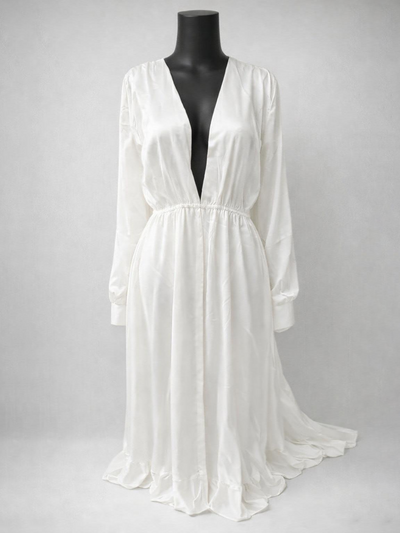Elegant White Lounge Dress — Pakistan COD
