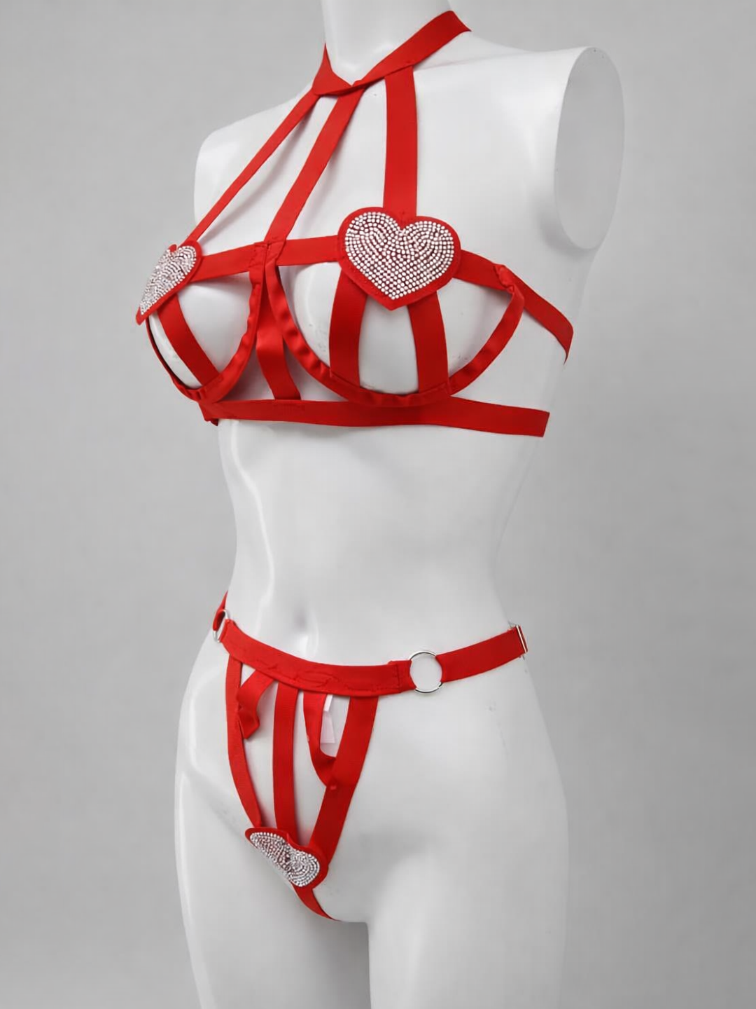 Dark Desire Strappy Heart Lingerie Set