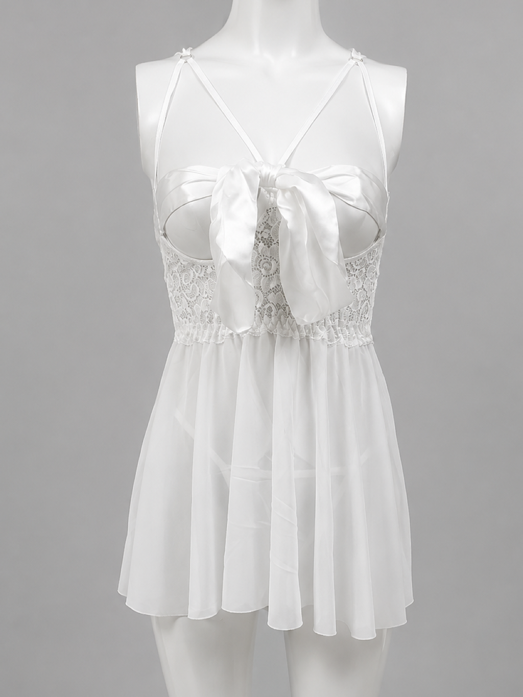 Midnight Bow Lace Babydoll Nightdress