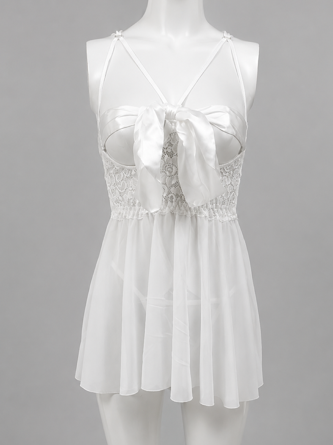 Midnight Bow Lace Babydoll Nightdress