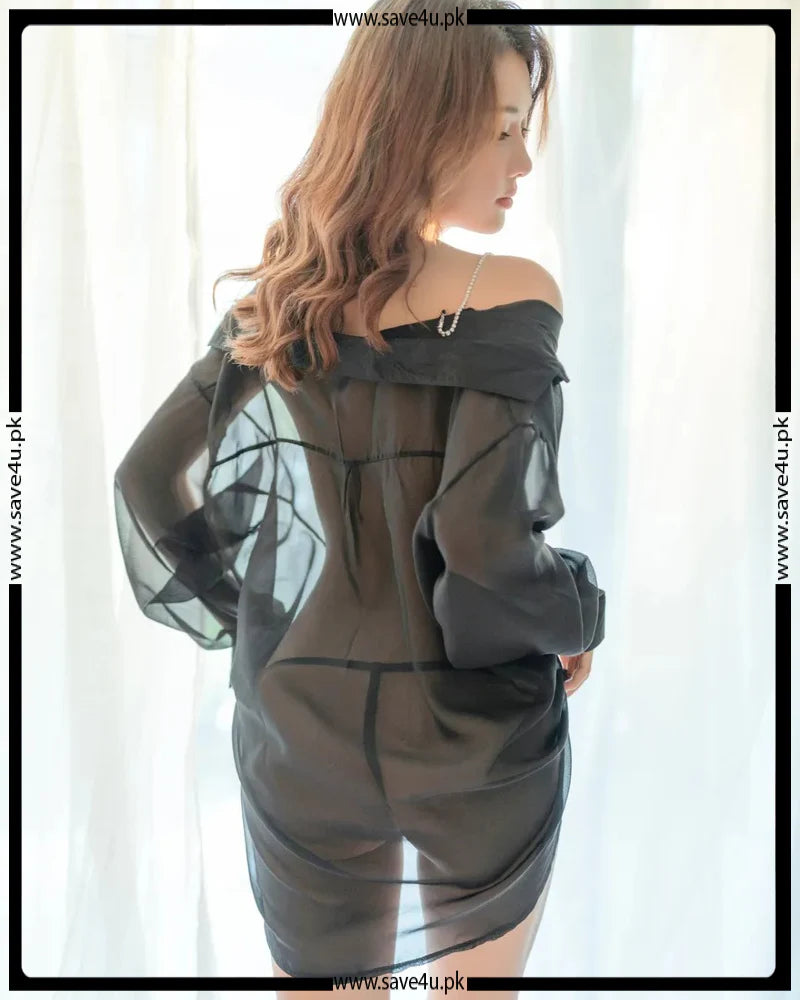 2-Pcs Set Noir Breeze Sheer Lingerie
