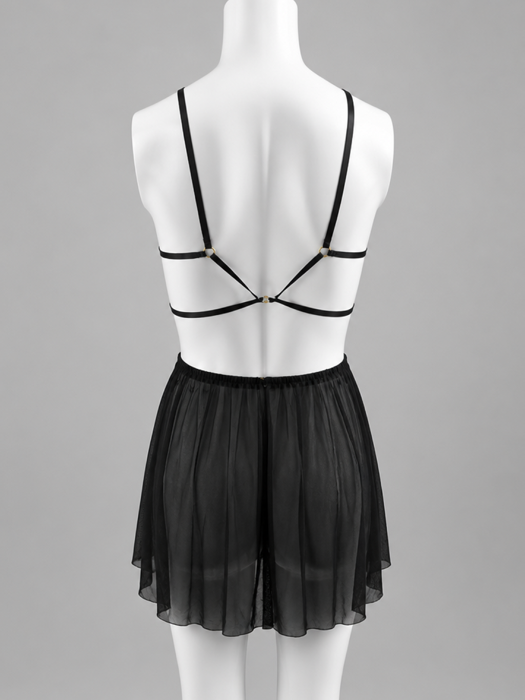 Midnight Bow Lace Babydoll Nightdress