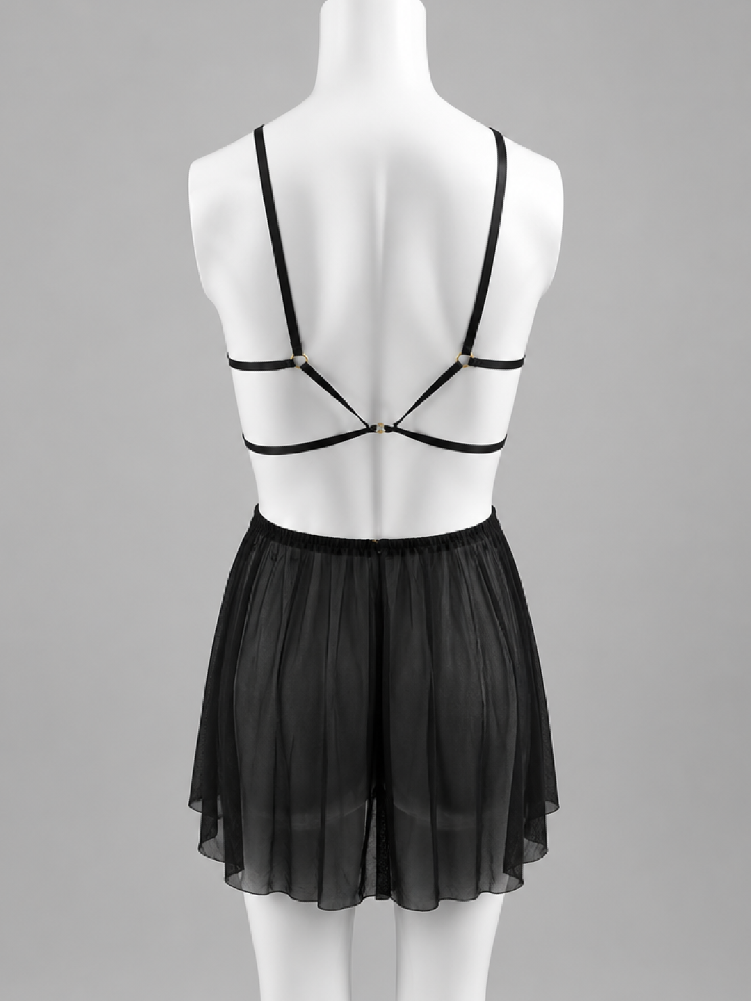 Midnight Bow Lace Babydoll Nightdress