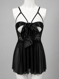 Midnight Bow Lace Babydoll Nightdress