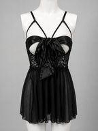 Midnight Bow Lace Babydoll Nightdress