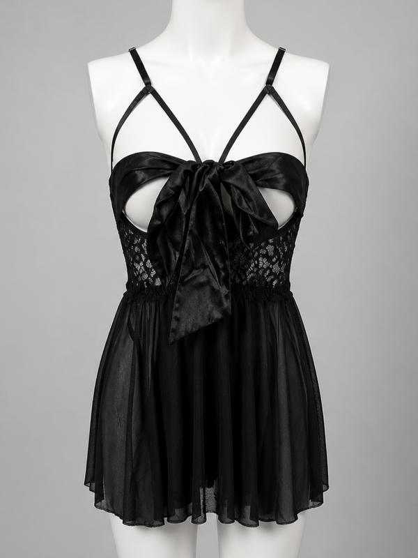 Midnight Bow Lace Babydoll Nightdress — Buy Online Pakistan | Her Comfort