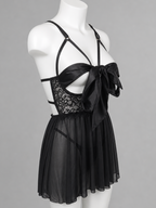 Midnight Bow Lace Babydoll Nightdress
