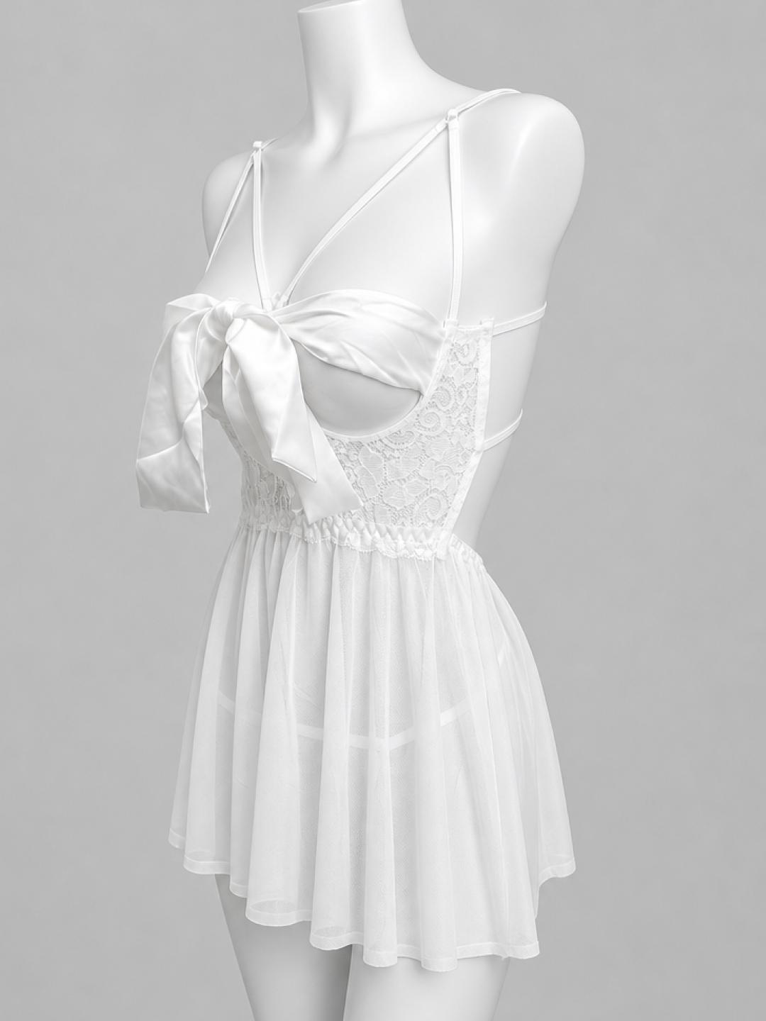 Midnight Bow Lace Babydoll Nightdress