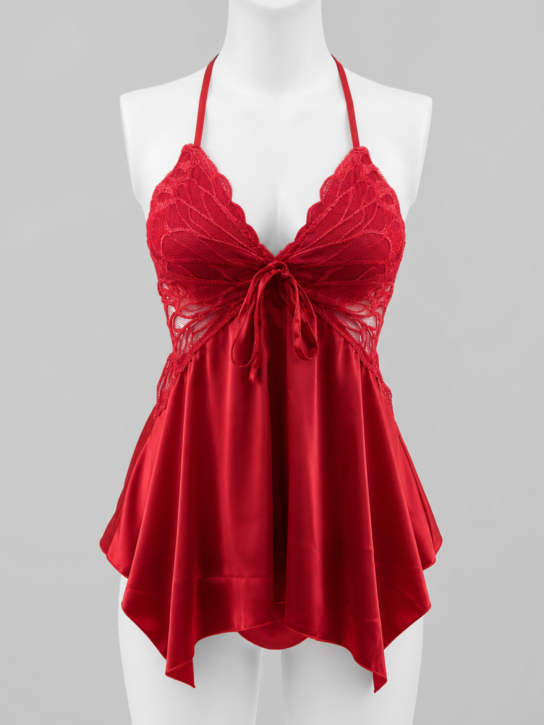 Scarlet Charm Satin Lace Babydoll Nightwear