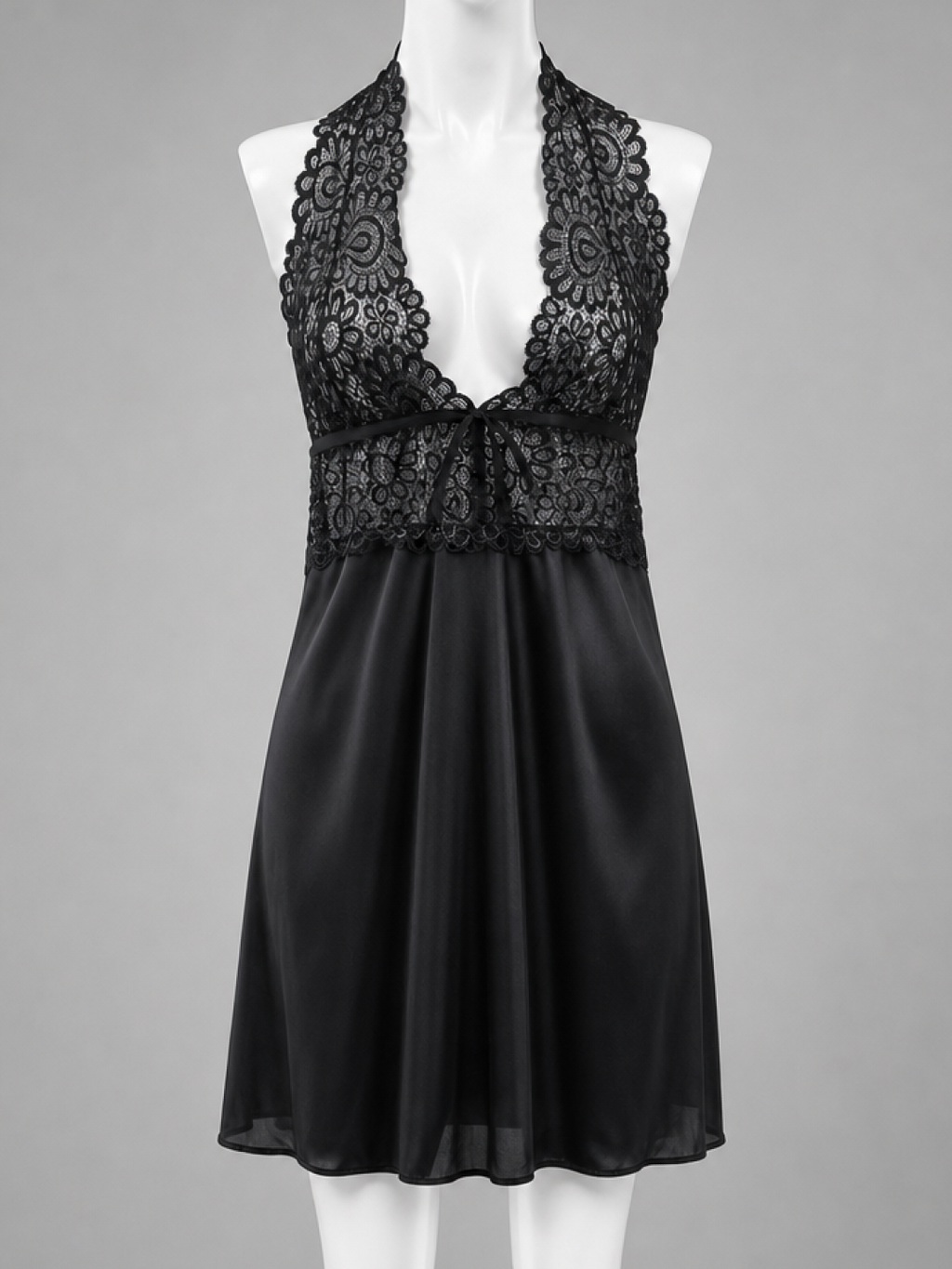 Midnight Desire Lace Halter Babydoll Nightdress