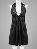 Midnight Desire Lace Halter Babydoll Nightdress