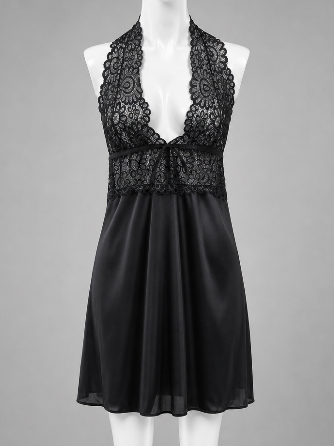 Midnight Desire Lace Halter Babydoll Nightdress