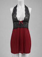 Midnight Desire Lace Halter Babydoll Nightdress