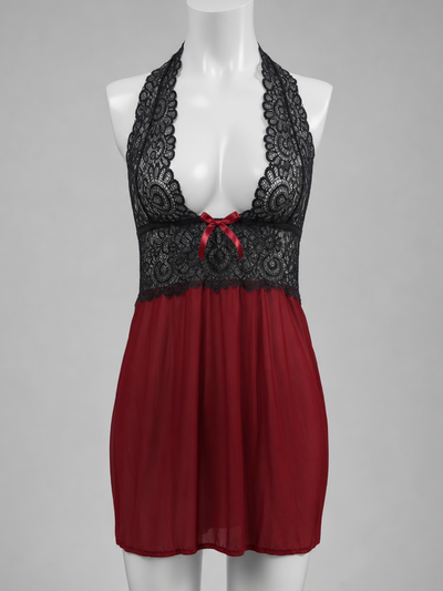 Midnight Desire Lace Halter Babydoll Nightdress —  Pakistan COD