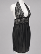 Midnight Desire Lace Halter Babydoll Nightdress
