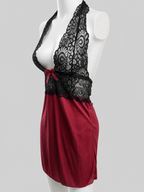 Midnight Desire Lace Halter Babydoll Nightdress
