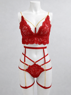 Midnight Luxe Lace Strappy Lingerie Set