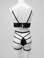 Midnight Luxe Lace Strappy Lingerie Set