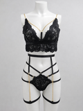 Midnight Luxe Lace Strappy Lingerie Set