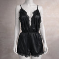 Midnight Elegance Satin Lace Romper